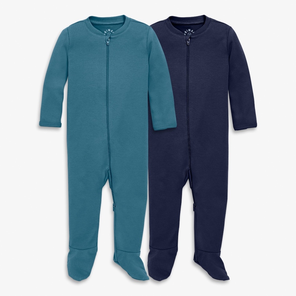 Primary Baby organic zip footie 2-pack Size 9-12slate-blue-navy / 9-12 / In stoc